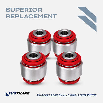 AUTOACER 4pc Rear Lower Arm PU Pillow-Ball Bushes 54mm For JAGUAR SType XK XF XJ