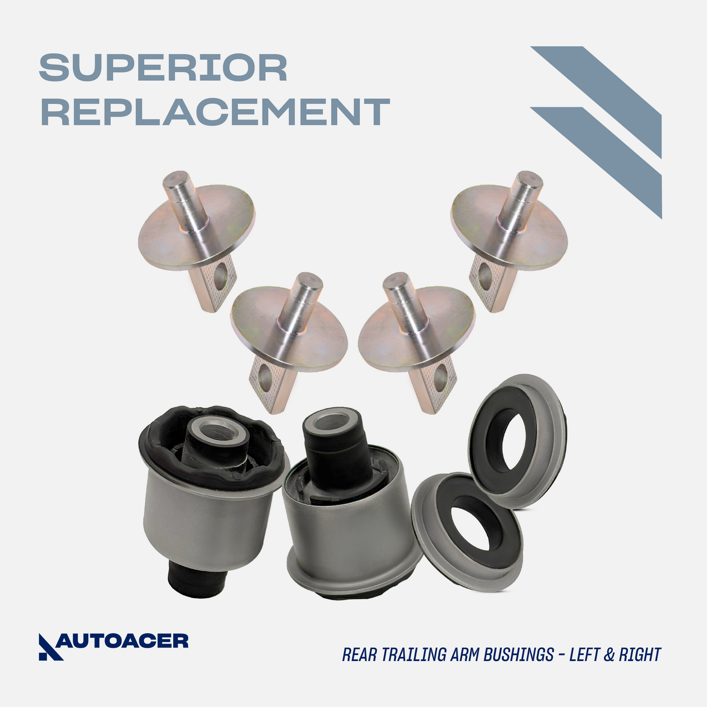 AUTOACER - 10p Rear Upper Control Arm Bushings, Lower Trailing Bushings W/ Metal Washers & Clamps, Sway / Stabilizer Bar Links For Honda Civic Hatchback 2005-2011, Civic Saloon 2006-2016