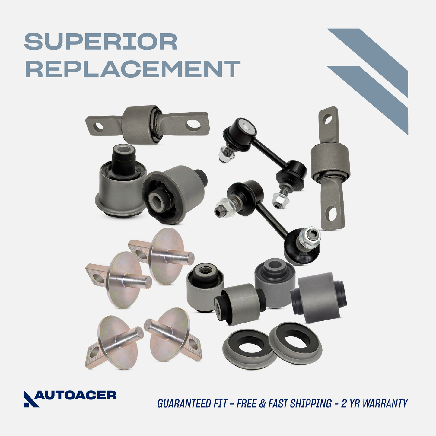 AUTOACER - 10p Rear Upper Control Arm Bushings, Lower Trailing Bushings W/ Metal Washers & Clamps, Sway / Stabilizer Bar Links For Honda Civic Hatchback 2005-2011, Civic Saloon 2006-2016