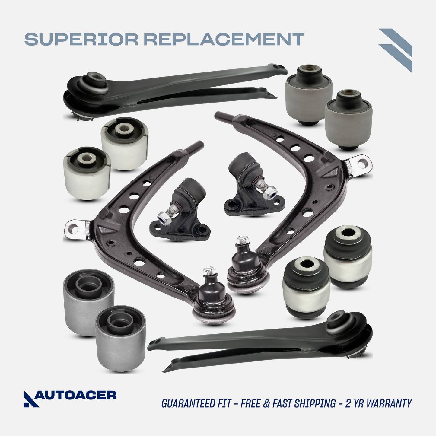 AUTOACER - 14p Front & Rear Track Control Arms, Bushings, Ball Joints For BMW 3 Series E46 325xi / 330xd / 330xi 2000 - 2005