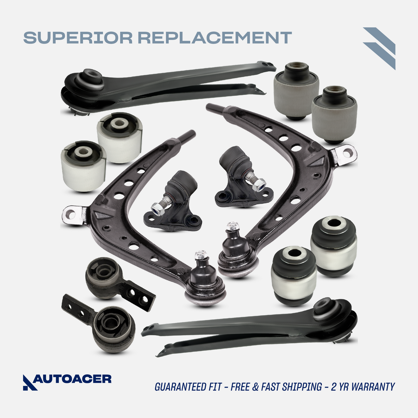 AUTOACER - 14p Front & Rear Track Control Arms, Bushings, Ball Joints For BMW 3 Series E46 325xi / 330xd / 330xi 2000 - 2005