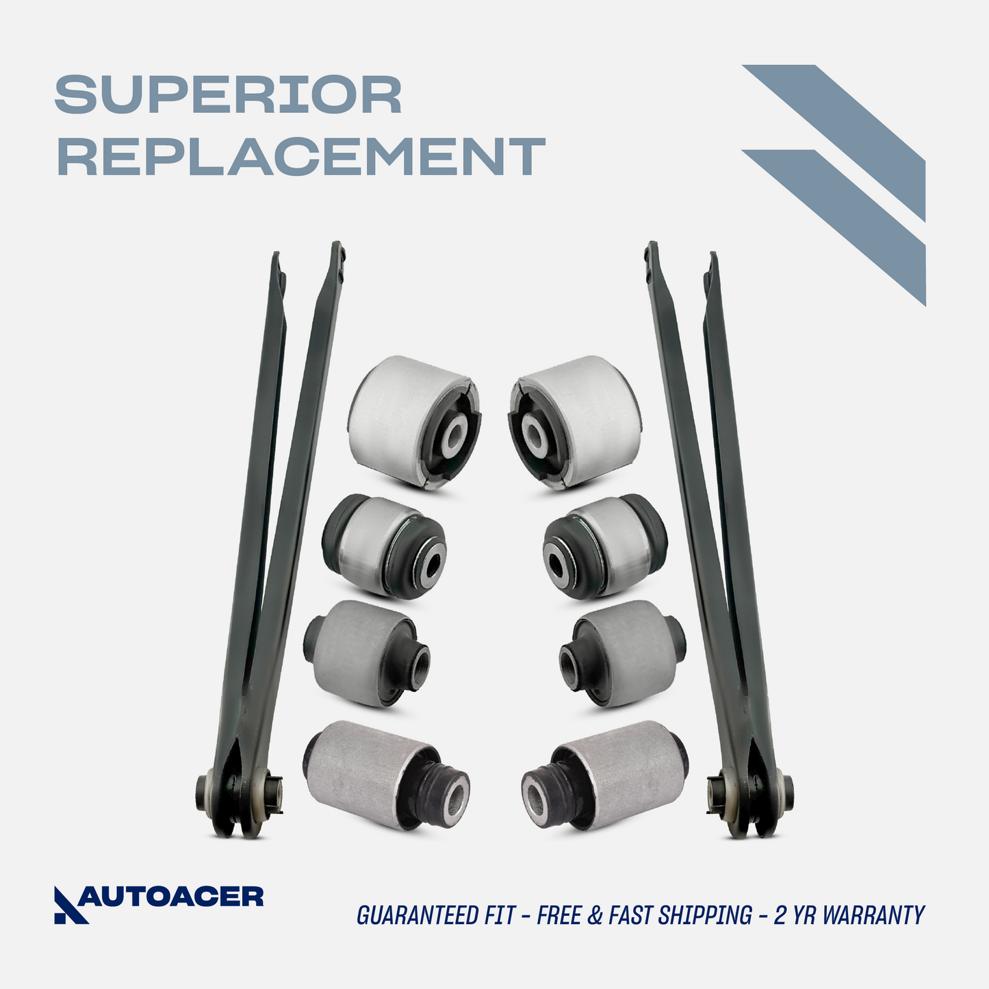 AUTOACER - 10p Rear Toe / Track Control Arms, Trailing Arm Bushings & Wishbone Bushings For BMW 3 Series E36 1990 - 1998, E46 1998 - 2007, M3 Series 1994 - 1995, X3 2004 - 2010 