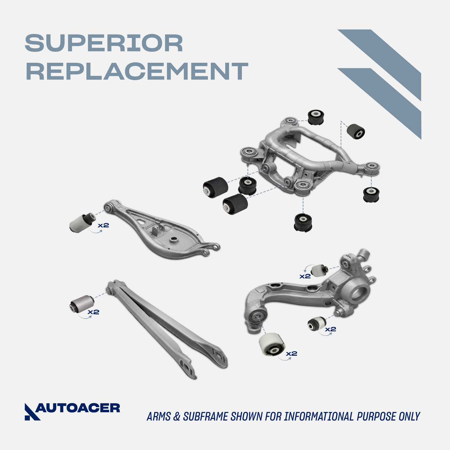 AUTOACER 17p Rear Axle Trailing Subframe Diff Control Arm Bushings For BMW 3 E46