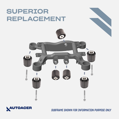 AUTOACER - 11p Rear Axle Subframe Bushings & Hex Bolts 14x1.5 For BMW E60/61/63/64 Year 2003 - 2010