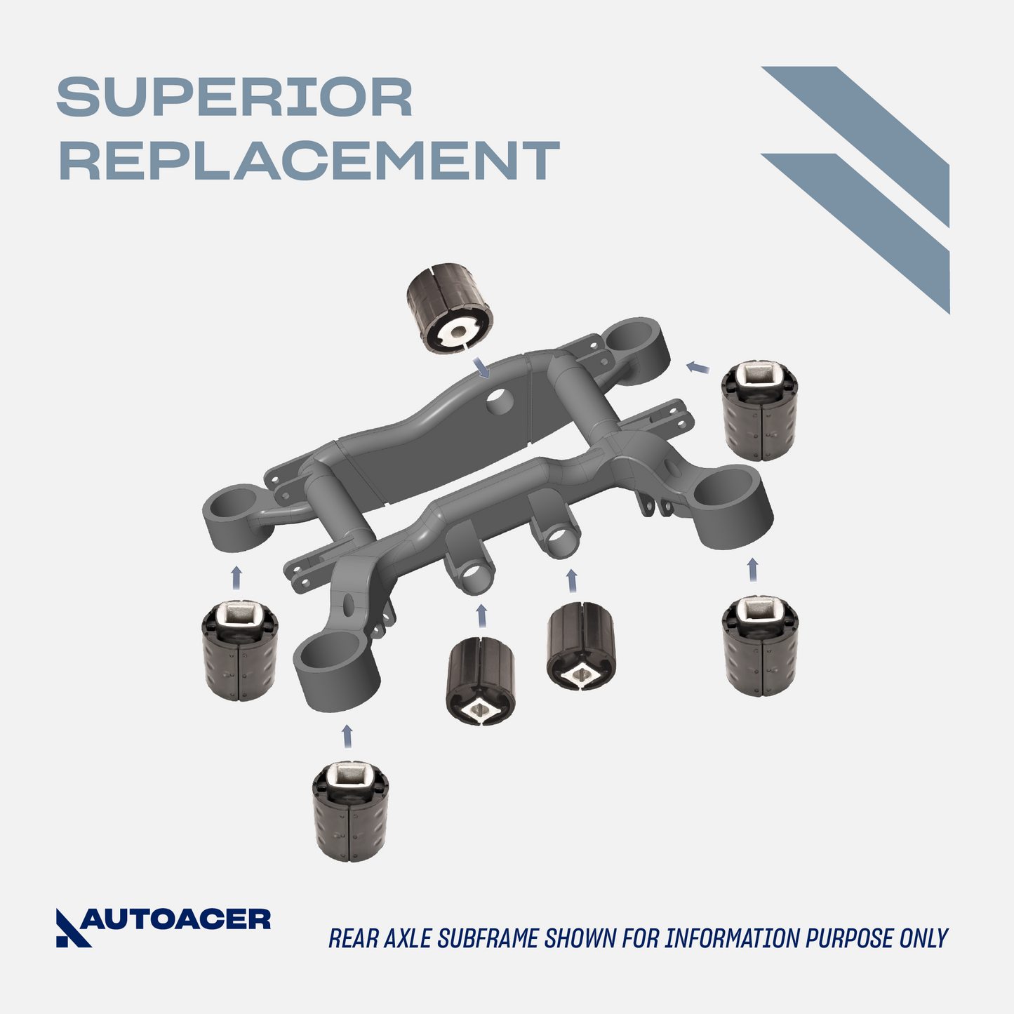 AUTOACER - 7p Rear Axle Subframe Mounts Bushes For BMW 5 6 Series E60 E61 E63 E64