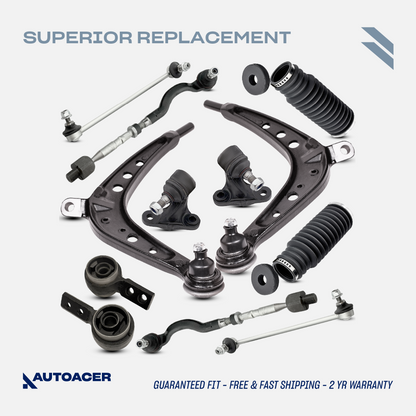 AUTOACER - 12p Control Arms with Inner Outer Ball Joints, Bushings with Brackets, Stabilizer Links, Tie Rod Assembly & Steering Rack Boot Kit for BMW E46 325xi, E46 330xi 2001-2005