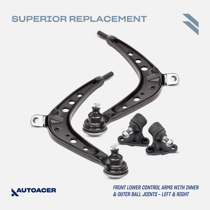 AUTOACER - 12p Control Arms with Inner Outer Ball Joints, Bushings, Stabilizer Links, Tie Rod Assembly & Steering Rack Boot Kit for BMW E46 325xi, E46 330xi 2001-2005