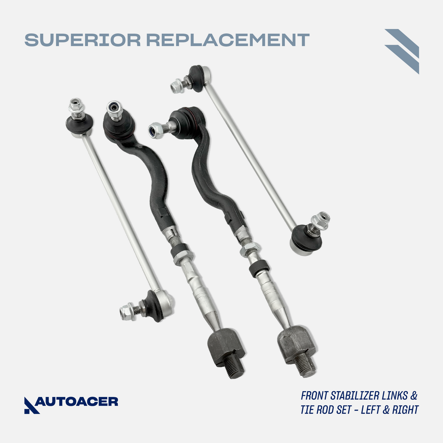 AUTOACER - 12p Control Arms with Inner Outer Ball Joints, Bushings, Stabilizer Links, Tie Rod Assembly & Steering Rack Boot Kit for BMW E46 325xi, E46 330xi 2001-2005
