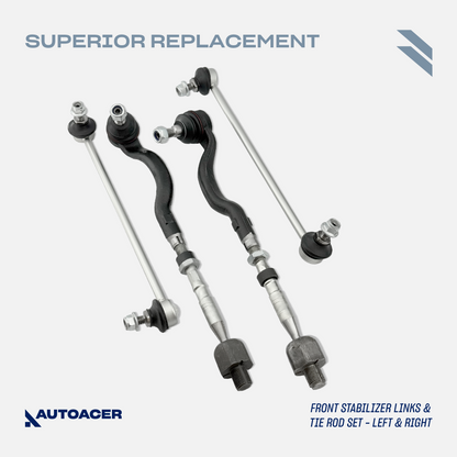 AUTOACER - 12p Control Arms with Inner Outer Ball Joints, Bushings, Stabilizer Links, Tie Rod Assembly & Steering Rack Boot Kit for BMW E46 325xi, E46 330xi 2001-2005