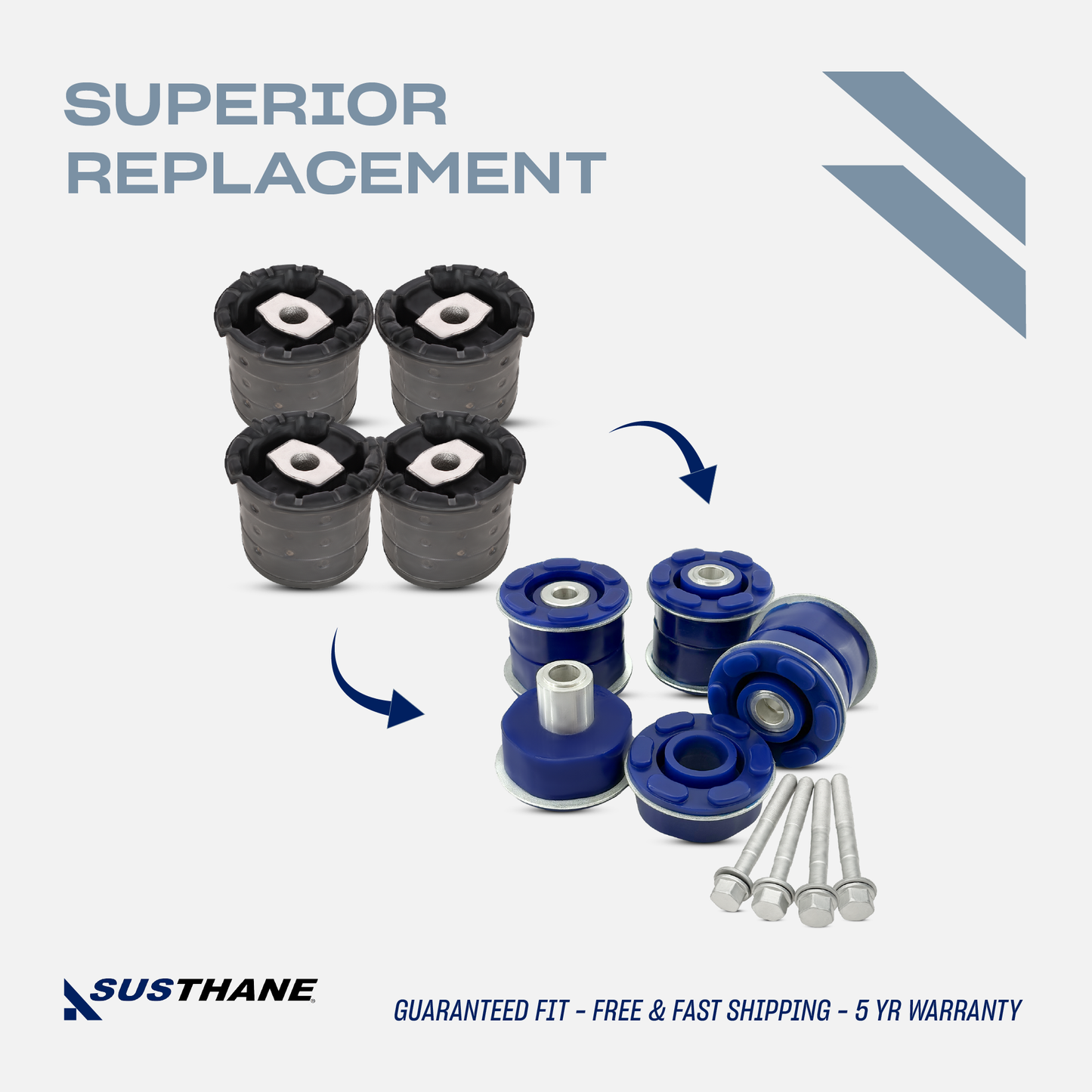 AUTOACER - 8p Rear Axle Subframe Poly Mount Bushings & Bolts for BMW E53 X5 2000 - 2006