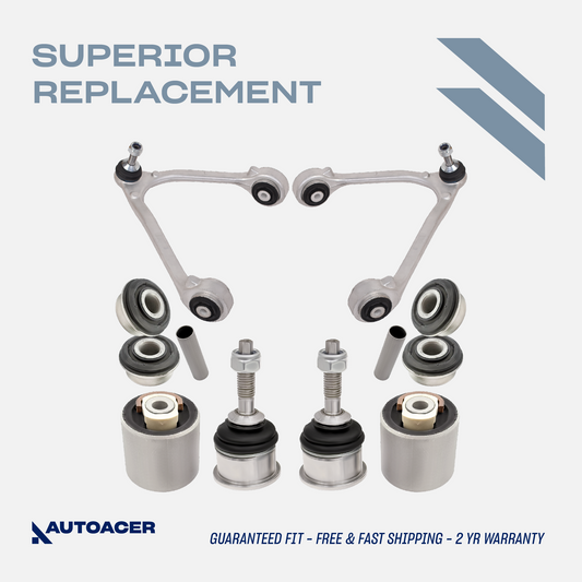 AUTOACER - 8p Front Upper Control Arms, Lower Bushings & Ball Joints 14mm for JAGUAR S-TYPE V6 V8 X200 1998 - 2003