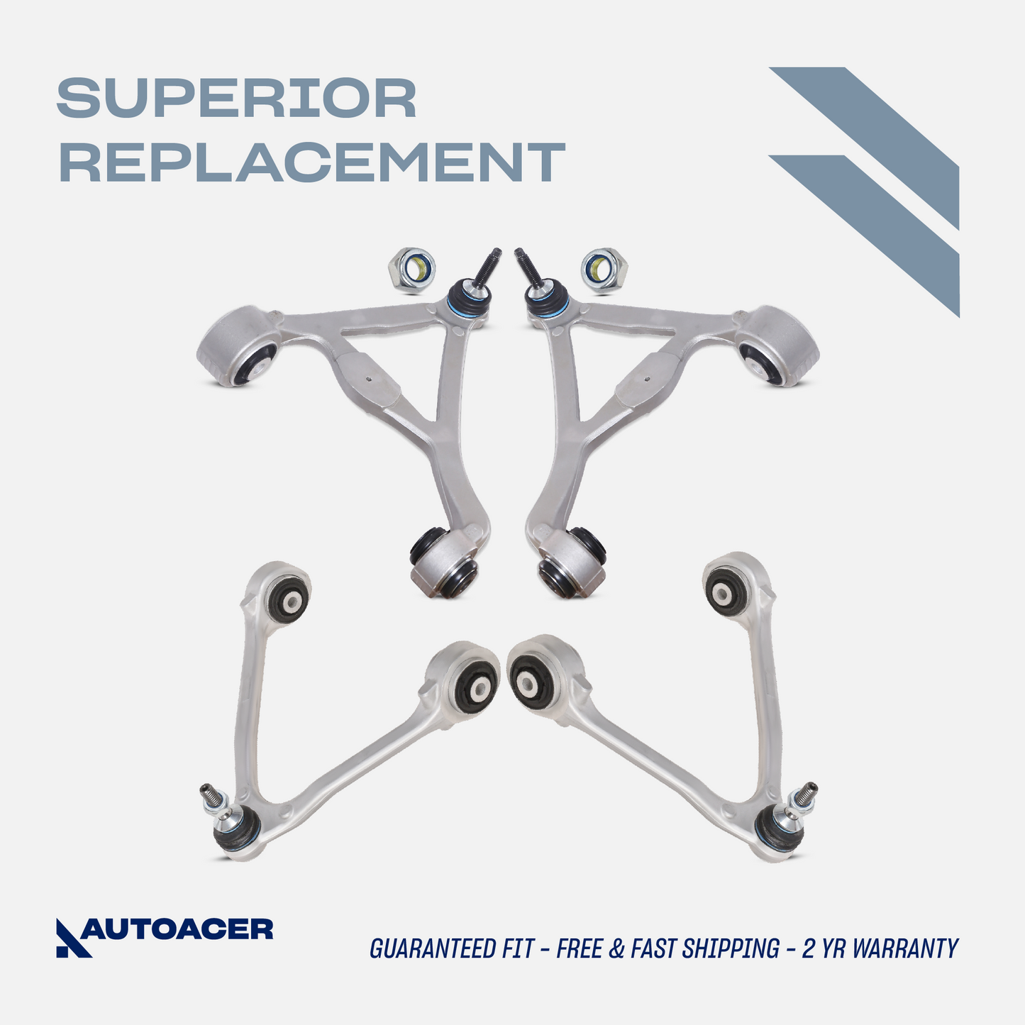 AUTOACER Front & Rear Upper Control Arms 4 Pcs with Bushings & Ball Joints Fitted for S-TYPE (X200) 1999 - 2008, XF 2009 - 2014, XFR 2010 - 2014, XFR-S (X250) 2013 - 2014