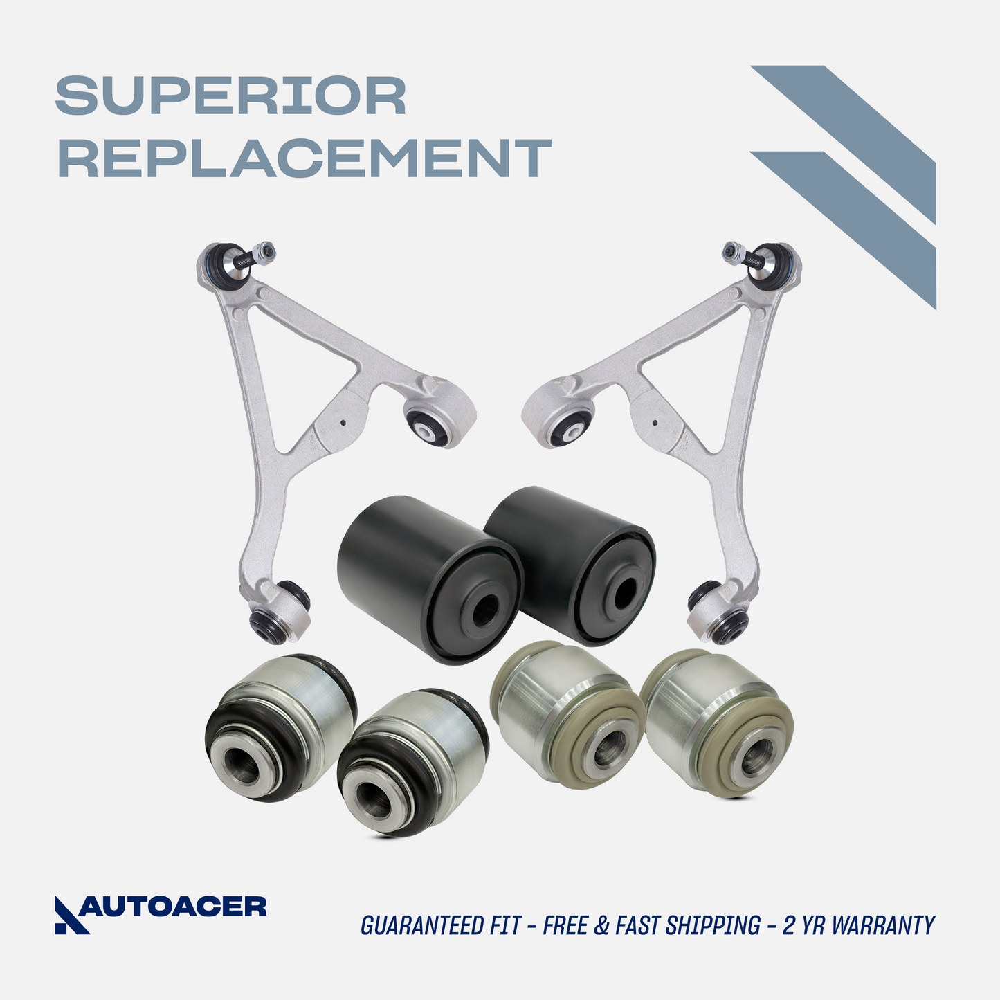 AUTOACER Rear Upper Control Arms with Ball Joints & Bushings Fitted & Rear Lower Control Arm Hydra Bushings 8 Pcs for JAGUAR S-Type X200 1999-2008 ; XJ8 XJR 2004-2009