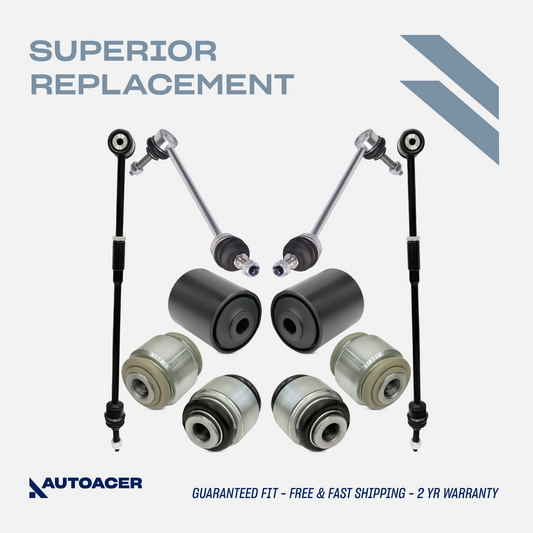 AUTOACER - 10p Rear Lower Control Arm Solid / Hydra Bushings, Stabilizer Bar Links & Tie Rods For JAGUAR S-TYPE 1999 - 2003, XJ8 / XJR 2003 - 2009