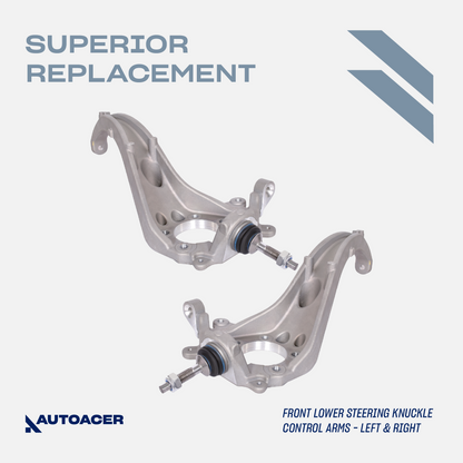 AUTOACER Front & Rear Suspension Kit 12p - Front Upper Lower Control Arms, Steering Knuckle Arms, Stabilizer Links, Tie Rods & Sway Bar Bushings For S-Type 1999-2003