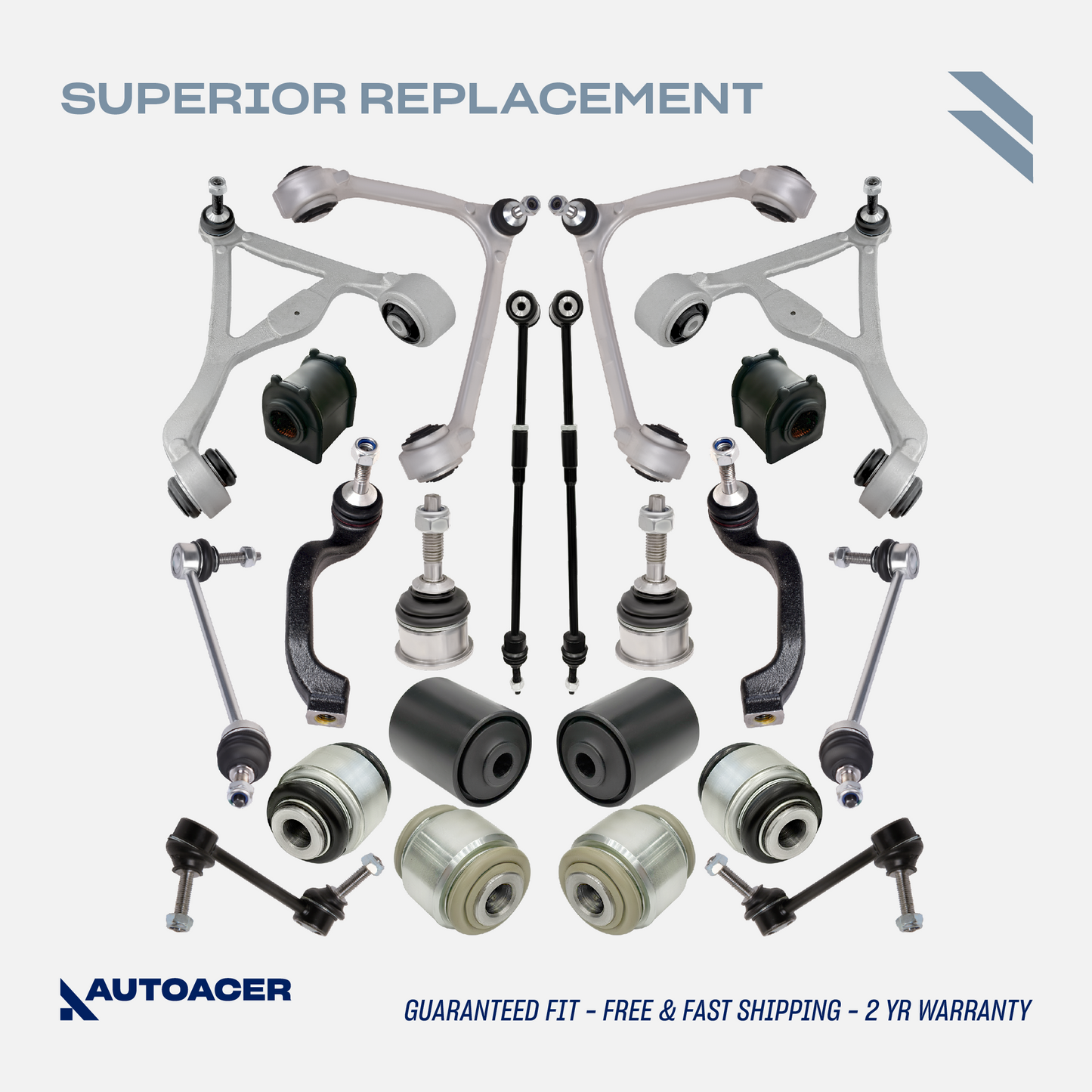 AUTOACER Front Rear Suspension Kit 22p - Control Arms, Bushings, Ball Joints, Stabilizer Bar Links & Tie Rods For JAGUAR S-TYPE 1999 - 2003 