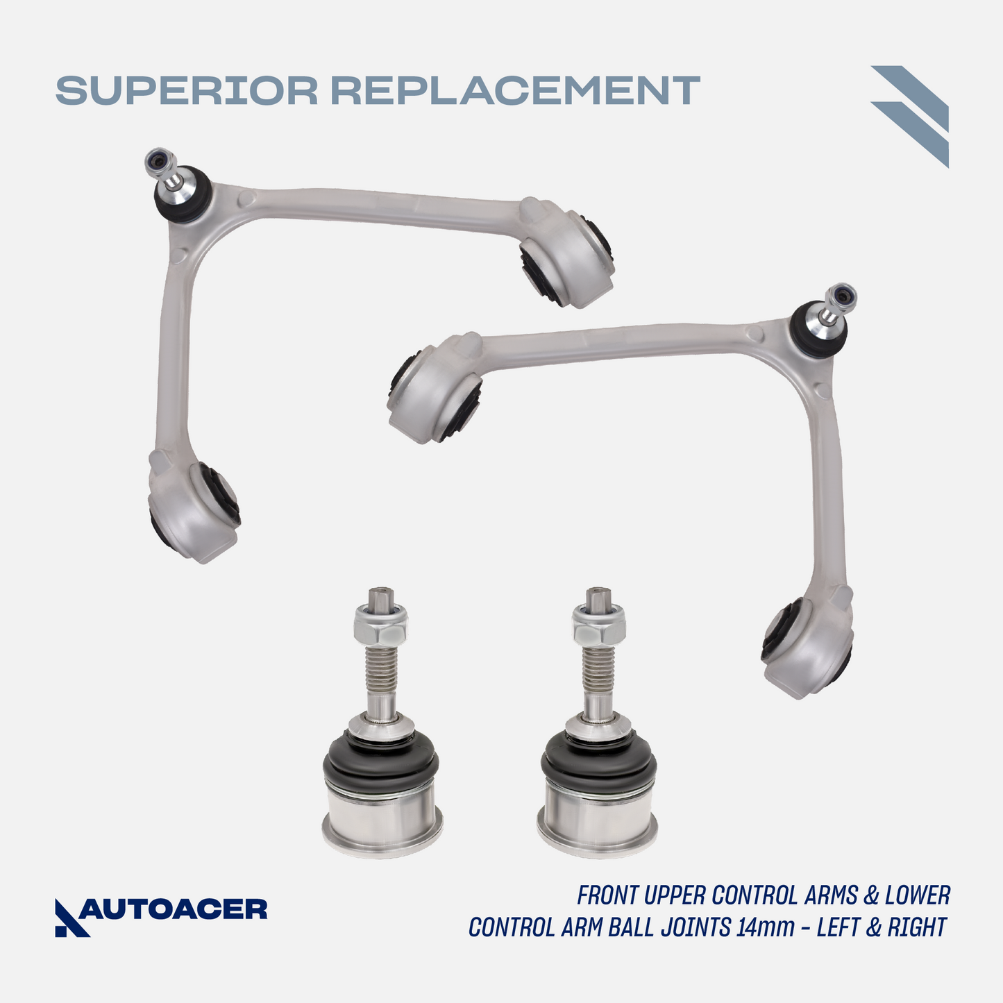 AUTOACER Front & Rear Suspension Kit 26p - Control Arms, Bushings, Ball Joints 14mm, Stabilizer Bar Links, Tie Rods & Sway Bar Bushings For JAGUAR S-TYPE 1999 - 2003