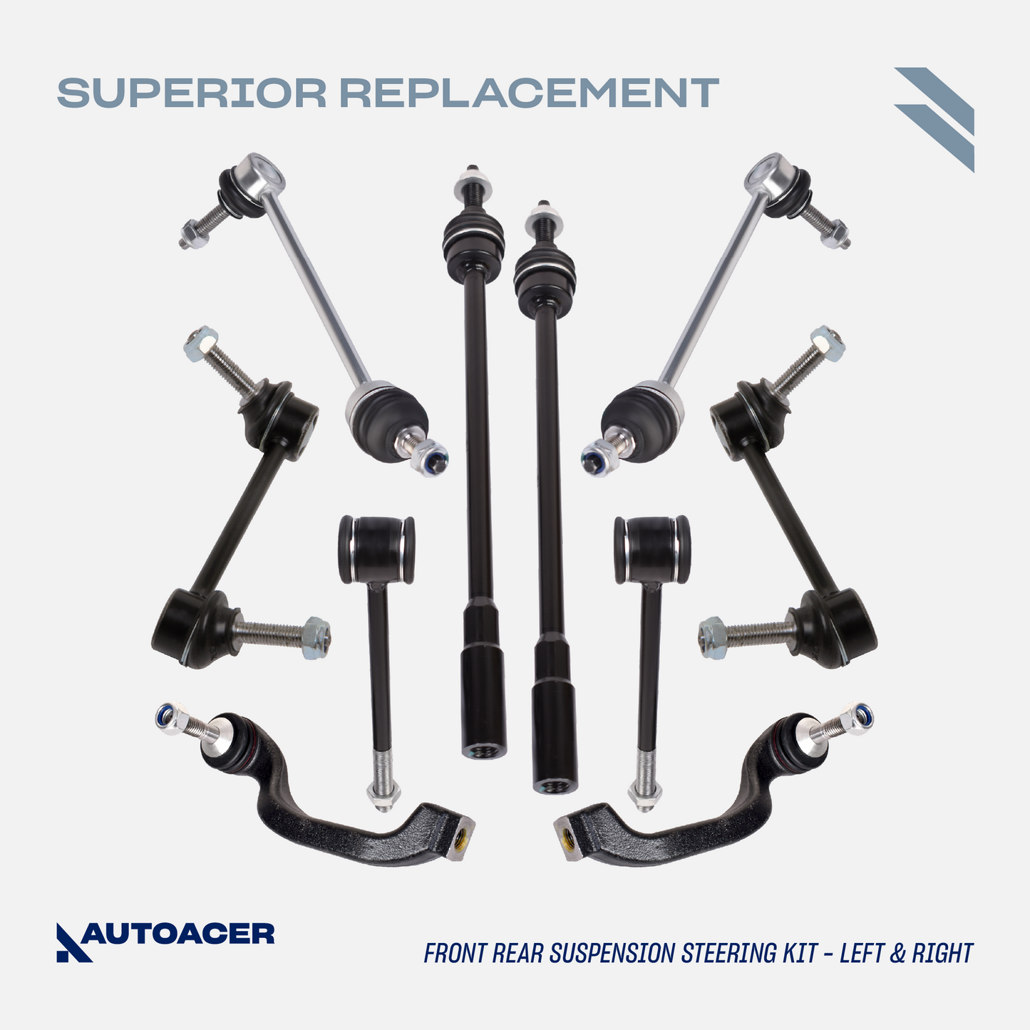 AUTOACER Front & Rear Suspension Kit 26p - Control Arms, Bushings, Ball Joints 14mm, Stabilizer Bar Links, Tie Rods & Sway Bar Bushings For JAGUAR S-TYPE 1999 - 2003