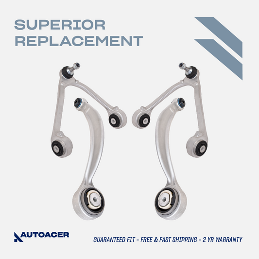 AUTOACER Front Upper & Lower Control Arm Kit 4 Pcs for S-TYPE, XJ (XJR / XJ8), SUPER V8, VANDEN PLAS, XK / XKR / XKR-S
