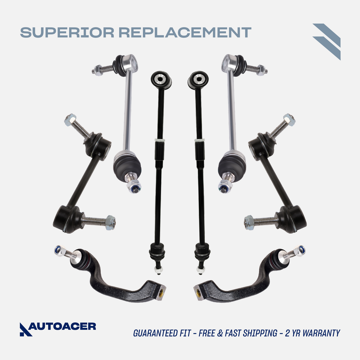 AUTOACER - 8p Front & Rear Sway / Stabilizer Bar Links & Tie Rod Set For JAGUAR S-TYPE 1999 - 2007