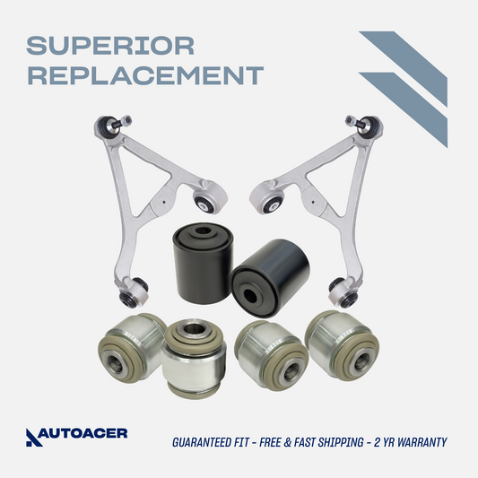 AUTOACER Rear Upper Control Arms & Lower Control Arm Hydra Bushings 8 Pc for XK XKR XJ XJR XF XFR SUPER V8 VANDEN PLAS S-TYPE