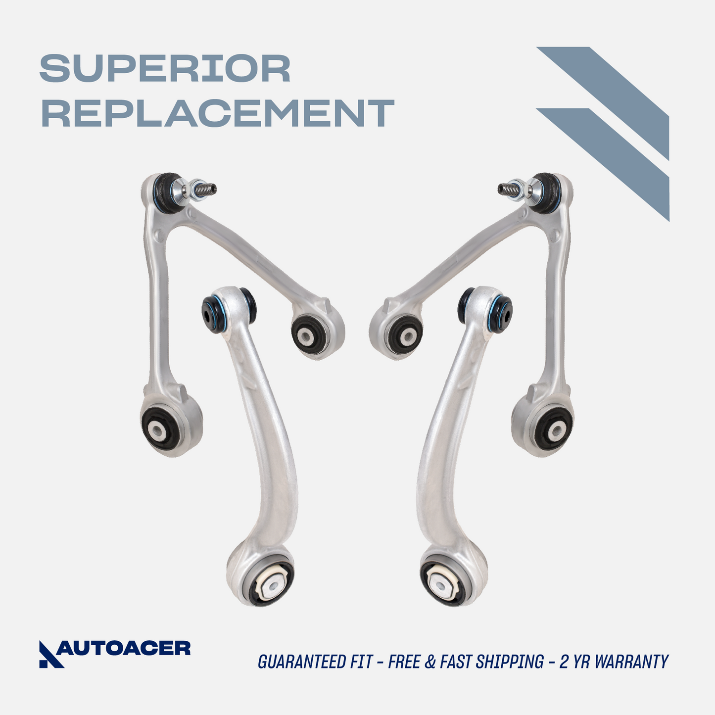 AUTOACER Front Upper & Lower Control Arm Kit 4 Pcs with Ball Joints and Bushings Fitted - Fits S-Type V6 V8 1999 - 2008, XF / XFR / XFR-S (X250) 2008 - 2015