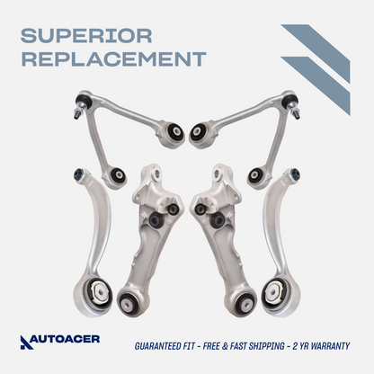 AUTOACER Front Upper, Lower & Lower Rearward Control Arm Kit 6 Pcs W/ Ball Joints and Bushings Fitted Left & Right Fits JAGUAR S-TYPE V6 V8 (X200) 1999 - 2008, XXF / XFR / XFR-S (X250) 2008 - 2015