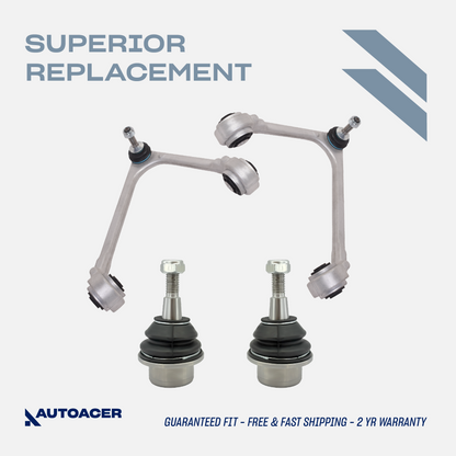 AUTOACER - 4p Front Upper Control Arms & Lower Ball Joint Kit for XJR / XJ8 2003 - 2009, SUPER V8 2005 - 2009, VANDEN PLAS 2004 - 2009, XK / XKR / XKR-S (X150) 2006 - 2014