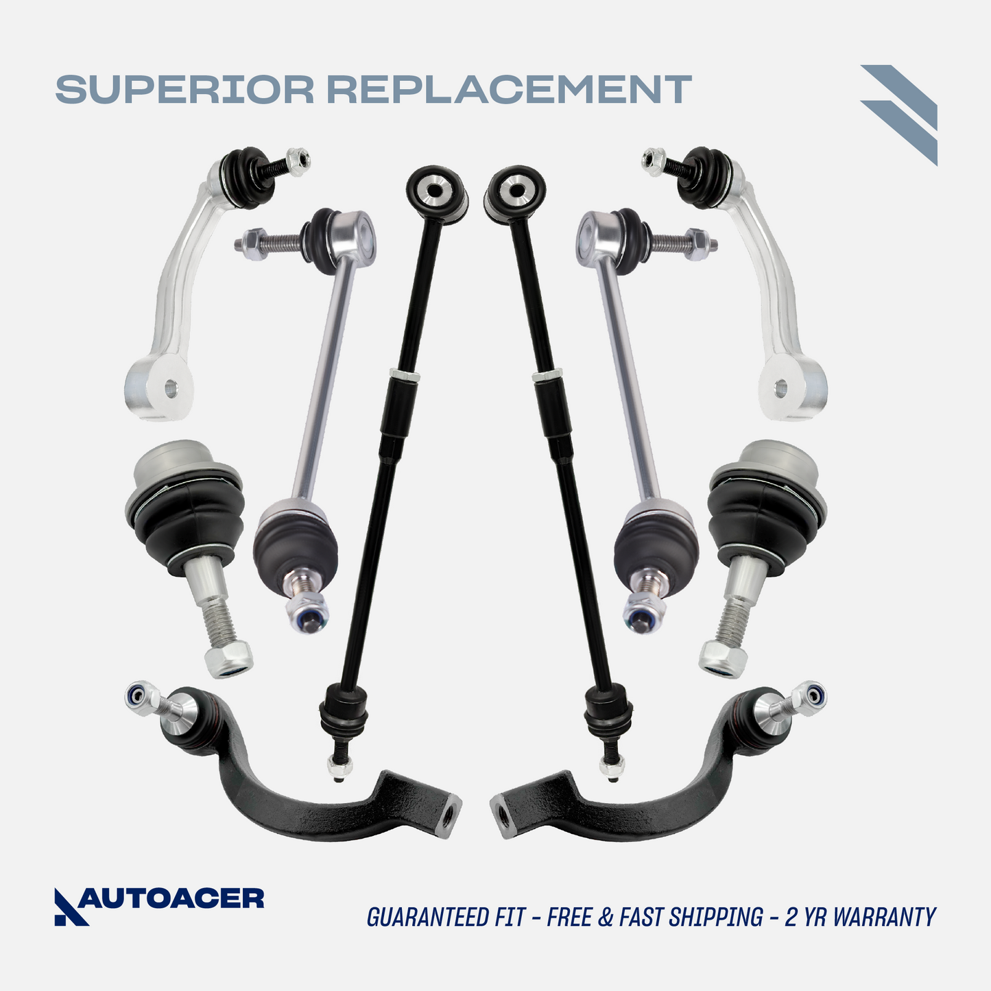 AUTOACER - 10p Front Rear Sway Bar Links, Tie Rods & Steering Knuckle Ball Joint Kit For JAGUAR S-TYPE, XK, SUPER V8, VANDEN PLAS, XJ8 / XJR