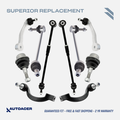 AUTOACER - 10p Front Rear Sway Bar Links, Tie Rods & Steering Knuckle Ball Joint Kit For JAGUAR S-TYPE, XK, SUPER V8, VANDEN PLAS, XJ8 / XJR