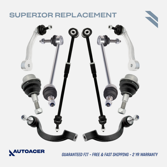 AUTOACER - 10p Front Rear Sway Bar Links, Tie Rods & Steering Knuckle Ball Joint Kit For JAGUAR S-TYPE, XK, SUPER V8, VANDEN PLAS, XJ8 / XJR