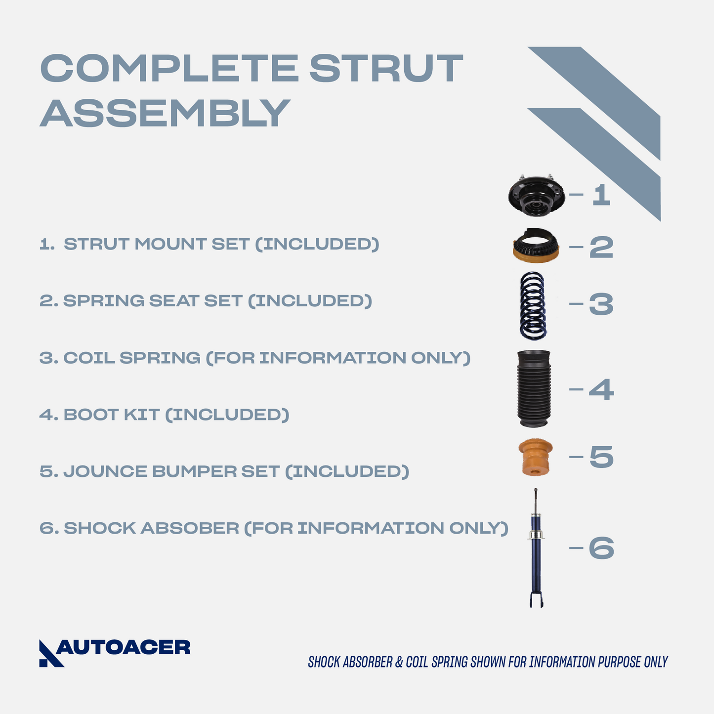 AUTOACER - 10p Rear Strut Mount Kit with Boots Spring Seats For Jaguar S-Type V6 V8 1999 - 2008, XF (X250) 2013 - 2015, XK BASE COUPE (X150) 2007 - 2015, XK TOURING COUPE (X150) 2014