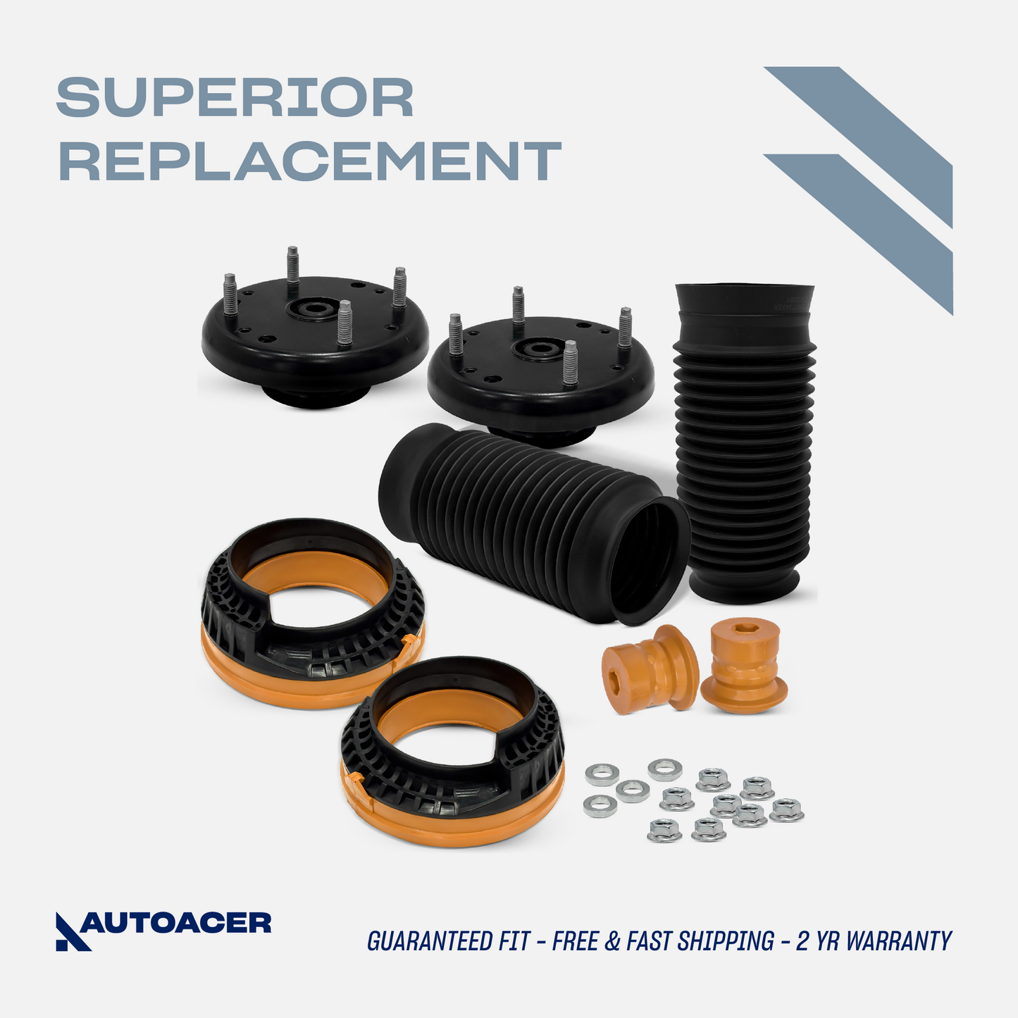 AUTOACER -10p Front Strut Mounts Boot Spring Seat Kit For Jaguar S-Type 1999 - 2008, XJ 2011 - 2019, XK / XKR / XKR-S 2006 - 2014, XF / XFR / XFR-S 2008 - 2015