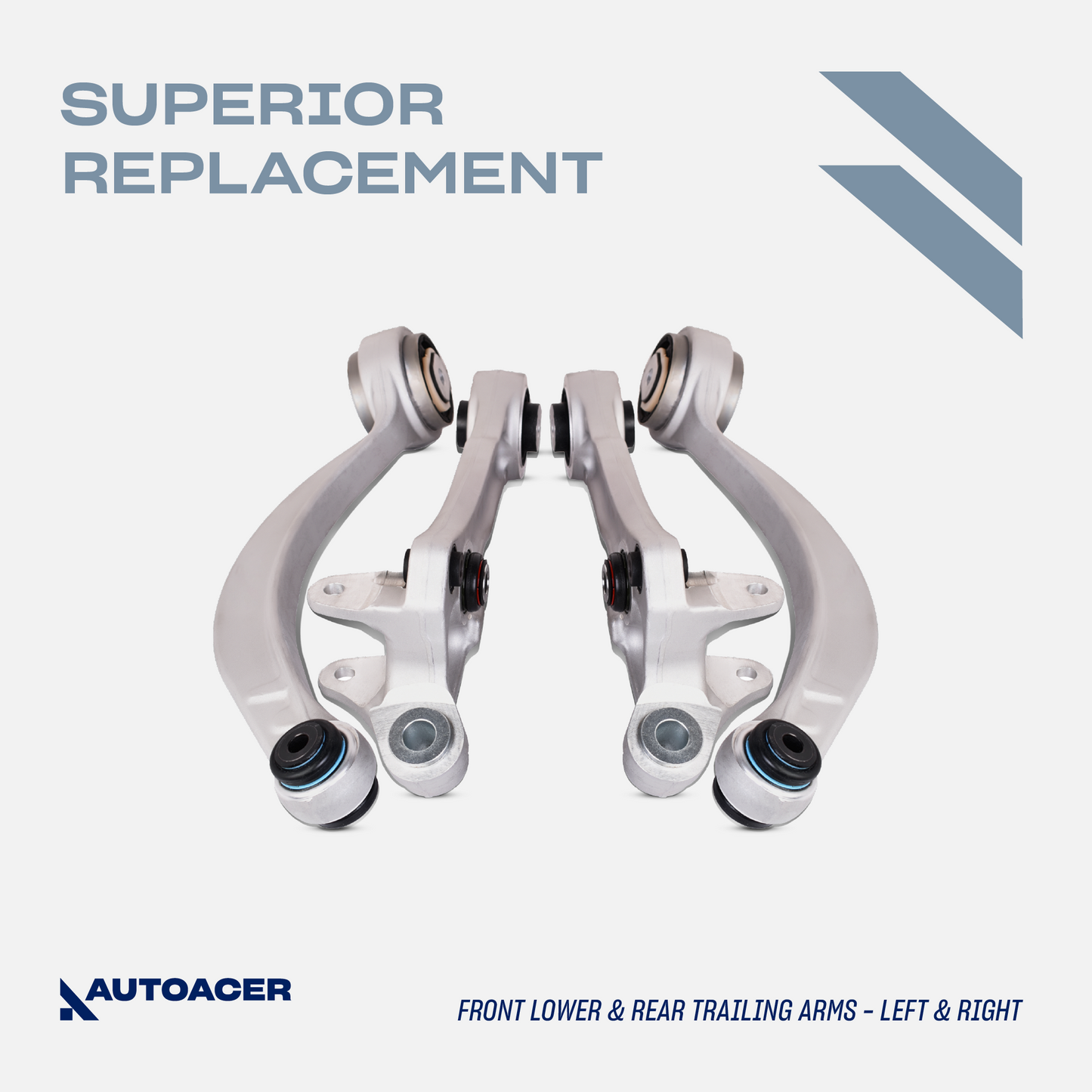 AUTOACER - 14p Front Upper Lower Control Arms, Rear Upper Arms & Bushing Kit For Jaguar XJR / XJ8 2003 - 2009 