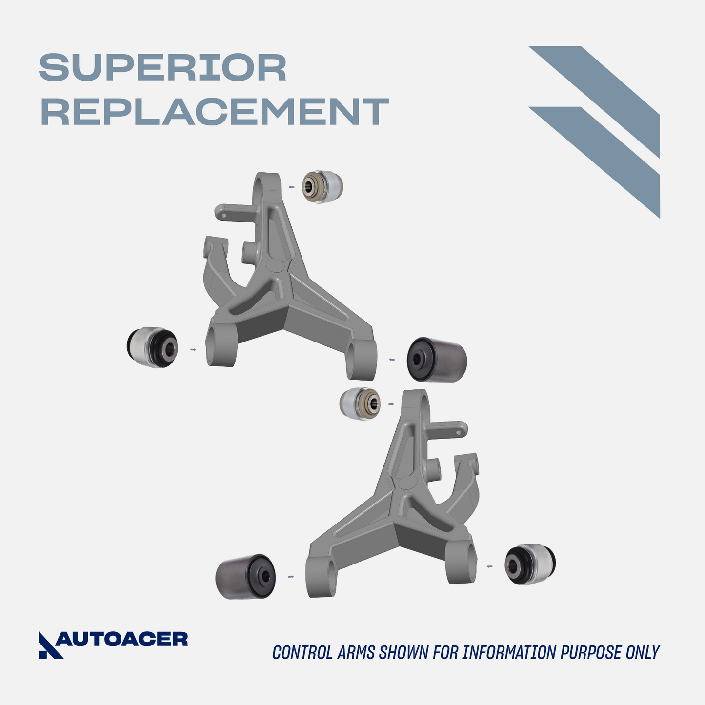 AUTOACER - 14p Front Upper Lower Control Arms, Rear Upper Arms & Bushing Kit For Jaguar XJR / XJ8 2003 - 2009 