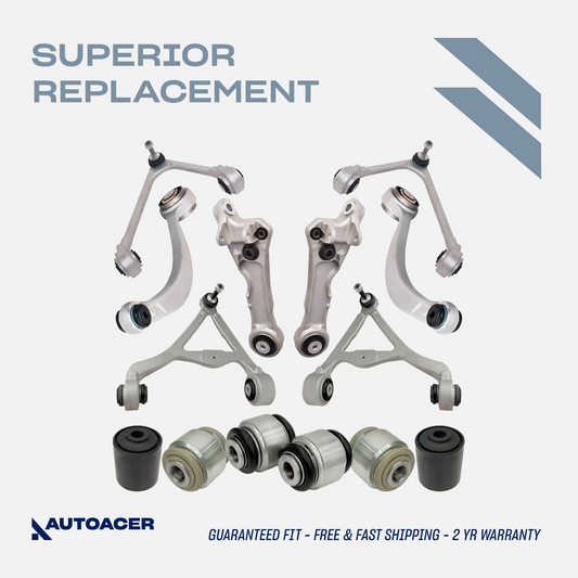 AUTOACER - 14p Front Upper Lower Control Arms, Rear Upper Arms & Bushing Kit For Jaguar XJR / XJ8 2003 - 2009 