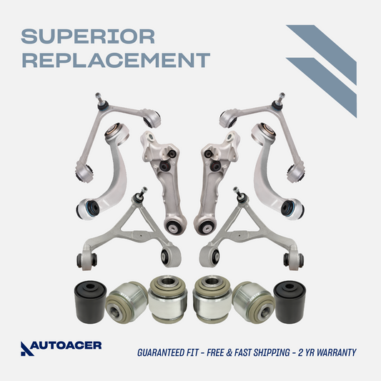 AUTOACER - 14p Front Upper Lower Suspension Arms & Rear Upper Arms, Lower Hydra Bushing Kit For S-TYPE, SUPER V8, VANDEN PLAS, XK / XKR / XKR-S