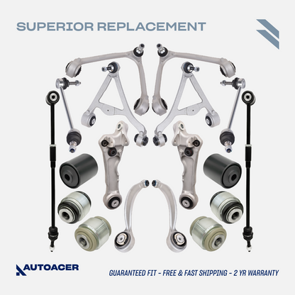 AUTOACER - 18p Front Rear Control Arms, Bushings, Links & Tie Rods for Jaguar XJ8 / XJR 2003 - 2009