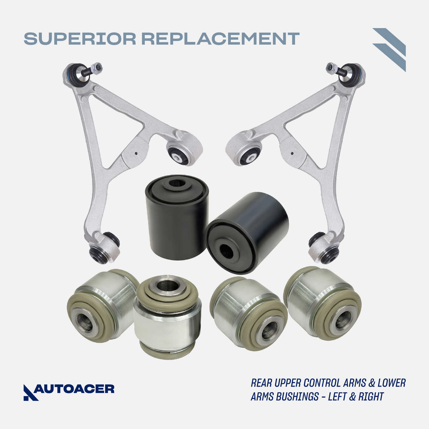 AUTOACER - 18p Front Rear Control Arms, Bushings, Links & Tie Rods For S-TYPE, XK / XKR / XKR-S, SUPER V8, VANDEN PLAS