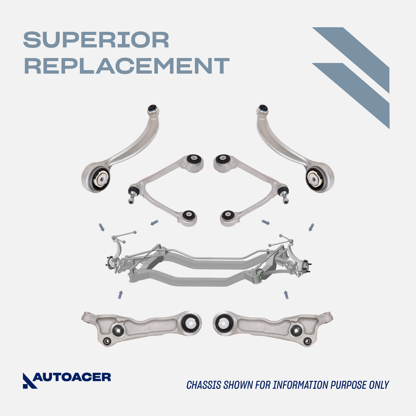 AUTOACER - 18p Front Rear Control Arms, Bushings, Links & Tie Rods For S-TYPE, XK / XKR / XKR-S, SUPER V8, VANDEN PLAS