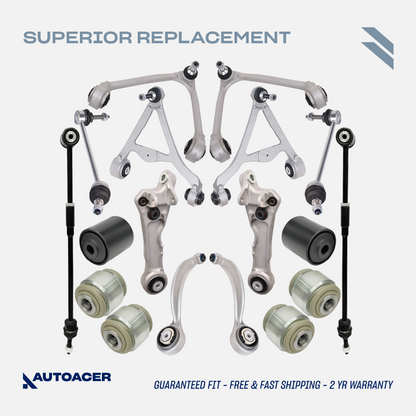 AUTOACER - 18p Front Rear Control Arms, Bushings, Links & Tie Rods For S-TYPE, XK / XKR / XKR-S, SUPER V8, VANDEN PLAS