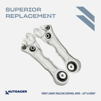AUTOACER Suspension Kit 10p -  Front Upper Lower Control Arms, Trailing Arms, Stabilizer Bar Links & Tie Rod Ends For Jaguar S-Type X200 2002 - 2008 