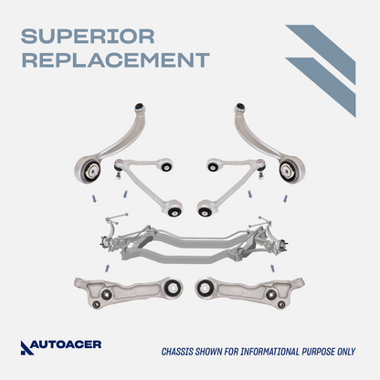 AUTOACER Suspension Kit 10p -  Front Upper Lower Control Arms, Trailing Arms, Stabilizer Bar Links & Tie Rod Ends For Jaguar S-Type X200 2002 - 2008 