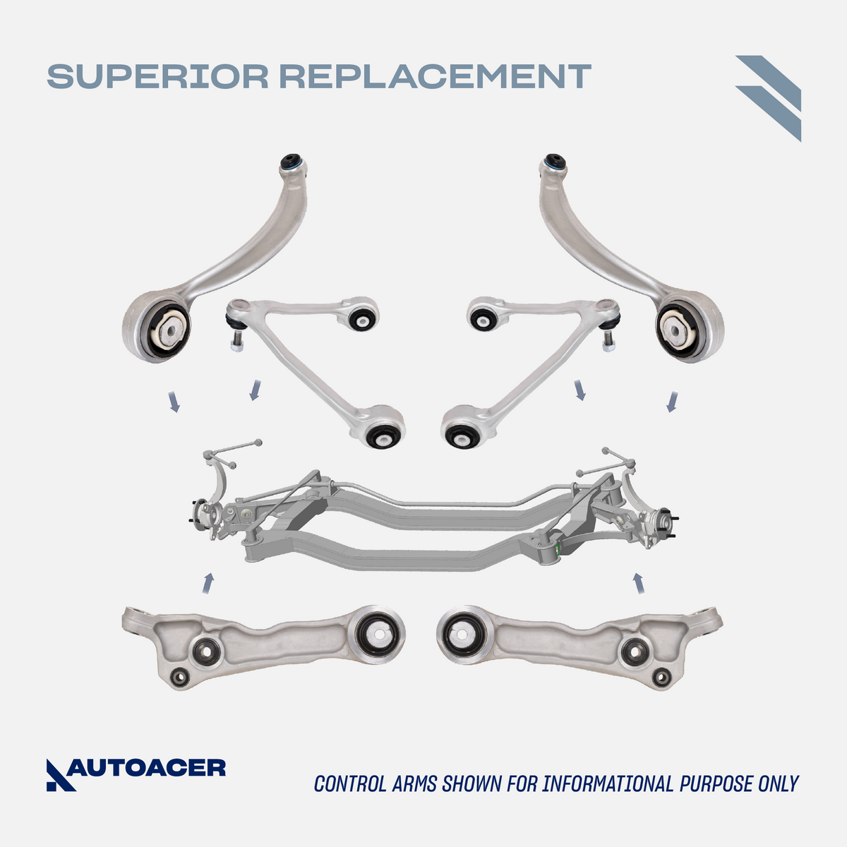 AUTOACER - 10p Front Upper Lower Control Arms, Sway Bar Links & Outer Tie Rods For Jaguar XK / XKR / XKR-S (X150) 2010-2015, XF / XFR / XFR-S (X250) 2008-2015
