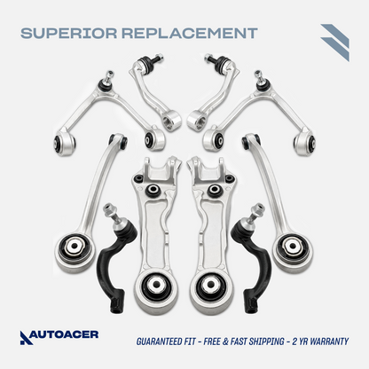 AUTOACER - 10p Front Upper Lower Control Arms, Sway Bar Links & Outer Tie Rods For Jaguar XK / XKR / XKR-S (X150) 2010-2015, XF / XFR / XFR-S (X250) 2008-2015