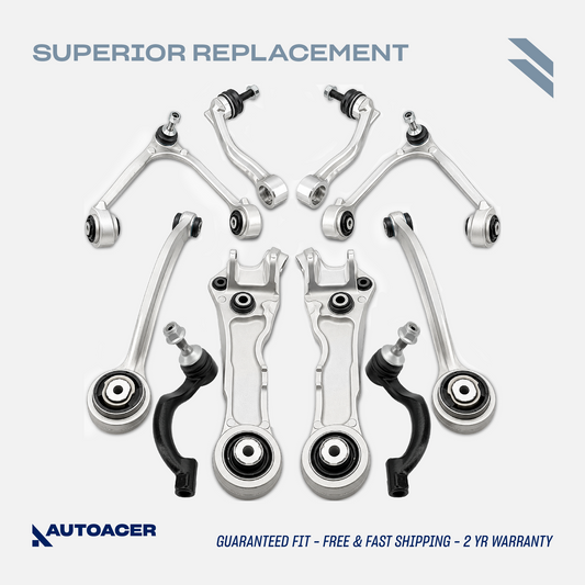 AUTOACER - 10p Front Upper Lower Control Arms, Sway Bar Links & Outer Tie Rods For Jaguar XK / XKR / XKR-S (X150) 2010-2015, XF / XFR / XFR-S (X250) 2008-2015
