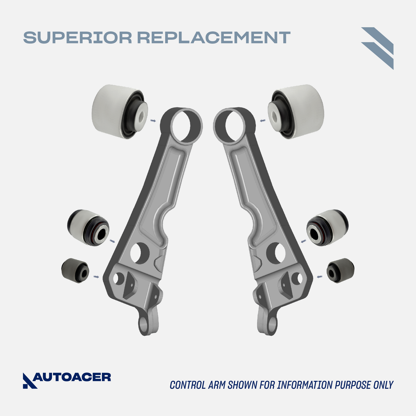 AUTOACER - 10p Front Upper, Lower Control Arms & Bushings For JAGUAR XJ / XJR / XJ8 2003-2009, SUPER V8 2005-2009, VANDEN PLAS 2004-2009, XK / XKR / XKR-S 2006-2014