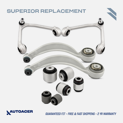 AUTOACER - 10p Front Upper, Lower Control Arms & Bushings For JAGUAR XJ / XJR / XJ8 2003-2009, SUPER V8 2005-2009, VANDEN PLAS 2004-2009, XK / XKR / XKR-S 2006-2014