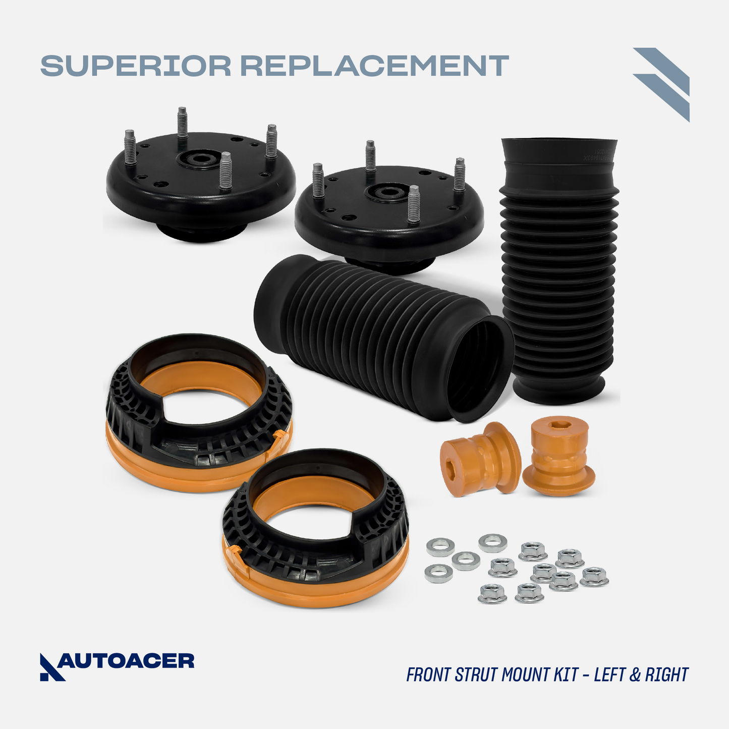 AUTOACER - Front Upper, Lower Control Arms with Bushings Fitted, Trailing Arms, Strut Mounts, Spring Seats, Bumper & Boots 18 Pcs for JAGUAR S-TYPE V6 V8 (X200), XF / XFR /XFR-S (X-250)