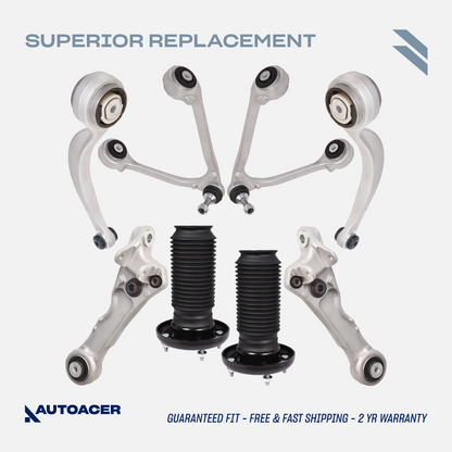 AUTOACER - Front Upper, Lower Control Arms with Bushings Fitted, Trailing Arms, Strut Mounts, Spring Seats, Bumper & Boots 18 Pcs for JAGUAR S-TYPE V6 V8 (X200), XF / XFR /XFR-S (X-250)